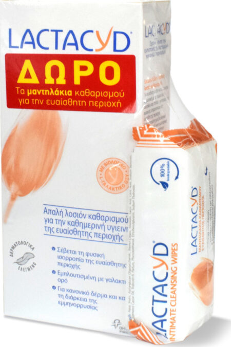 LACTACYD ΙΝΤΙΜΑΤΕ WASHING LOTION 300ml & ΔΩΡΟ LACTACYD INTIMATE WIPES 15TMX