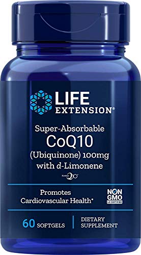LIFE EXTENSION SUPER-ABSORBABLE CoQ10 (UBIQUINONE) 100MG WITH d-LIMONENE 60 SOFTGELS