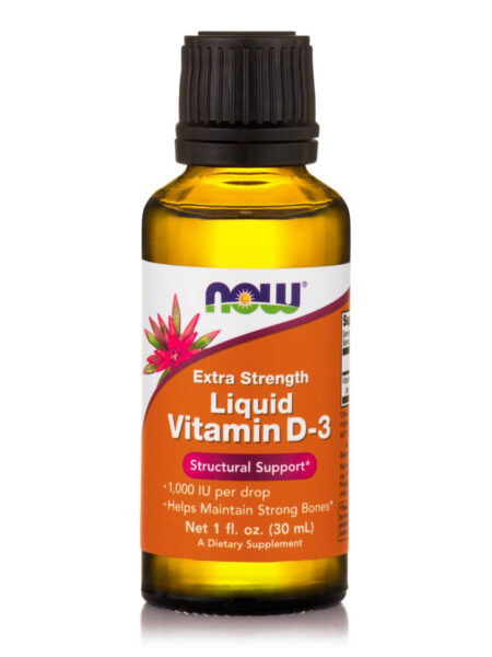 NOW EXTRA STRENGTH LIQUID VITAMIN D-3 1000iu STRUCTURAL SUPPORT 30ml