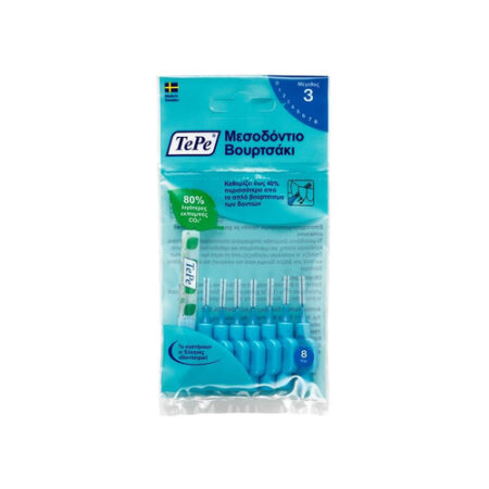 TEPE ΜΕΣΟΔΟΝΤΙΑ ΒΟΥΡΤΣΑΚIA ΜΕΓΕΘΟΣ 3 0.6mm 8τμχ ΜΠΛΕ