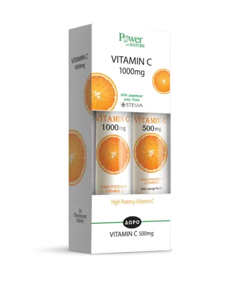 POWER HEALTH VITAMIN C 1000MG STEVIA 20S + ΔΩΡΟ VITAMIN C 500MG 20S