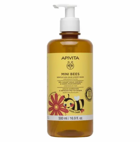 APIVITA MINI BEES ΑΠΑΛΟ ΣΑΜΠΟΥΑΝ + ΑΦΡΟΛΟΥΤΡΟ ΓΙΑ ΠΑΙΔΙΑ ΜΕ ΚΑΛΕΝΤΟΥΛΑ + ΜΕΛΙ 500ML